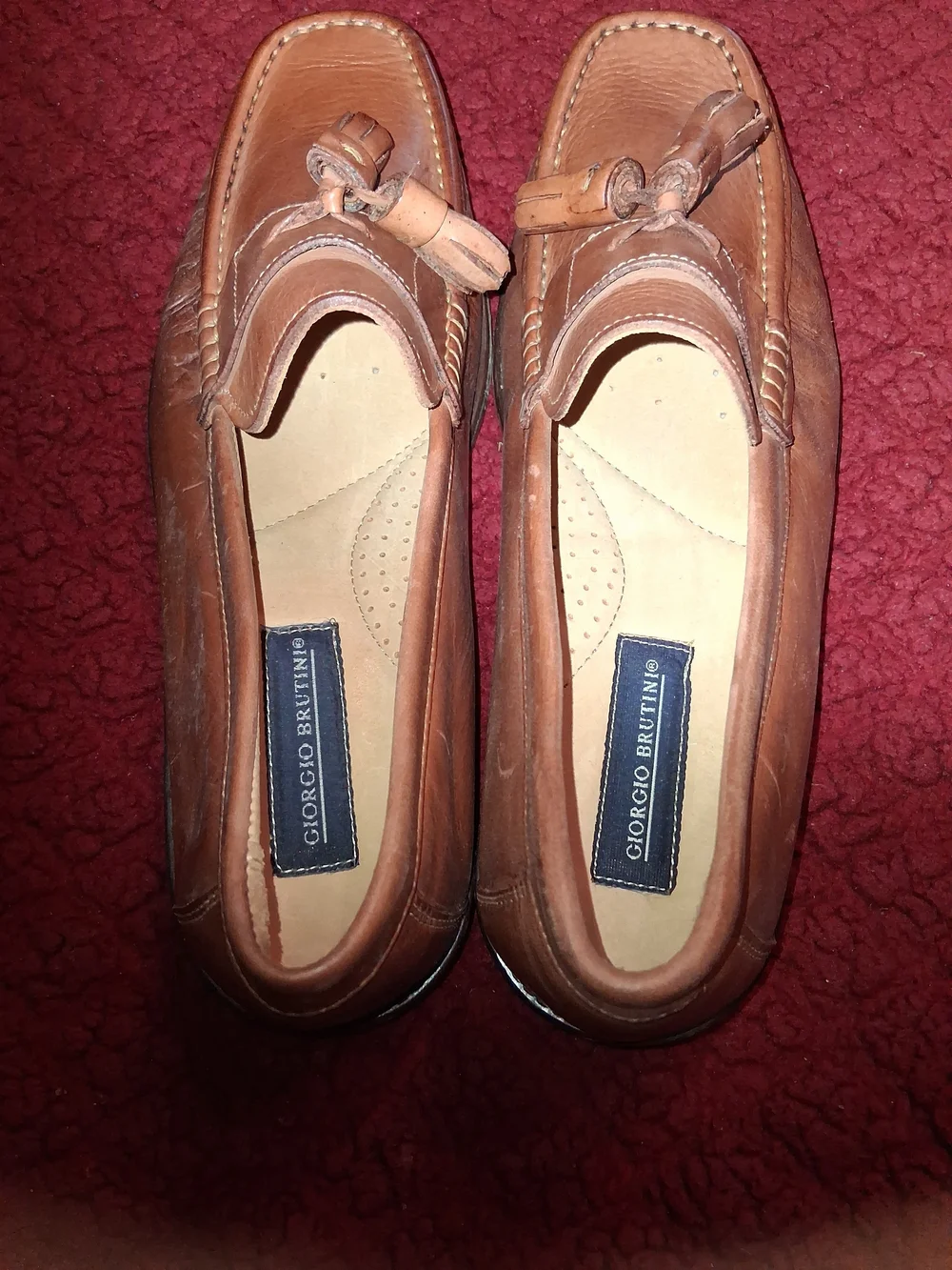 Giorgio Brutini Tan Leather Tassel Slip-On Loafers 10M
